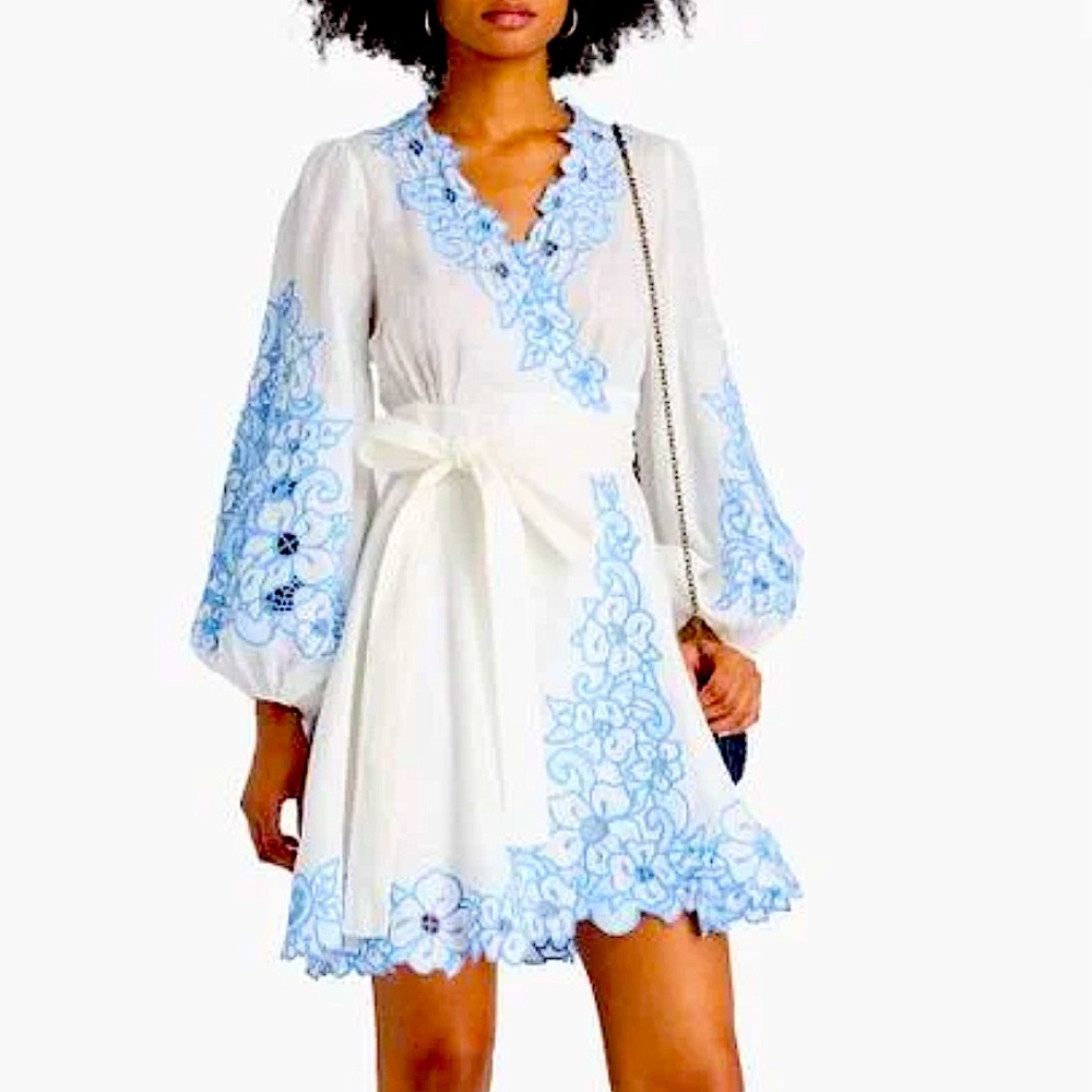 ZIMMERMAN “Golden” Floral embroidered wrap dress (Z3)